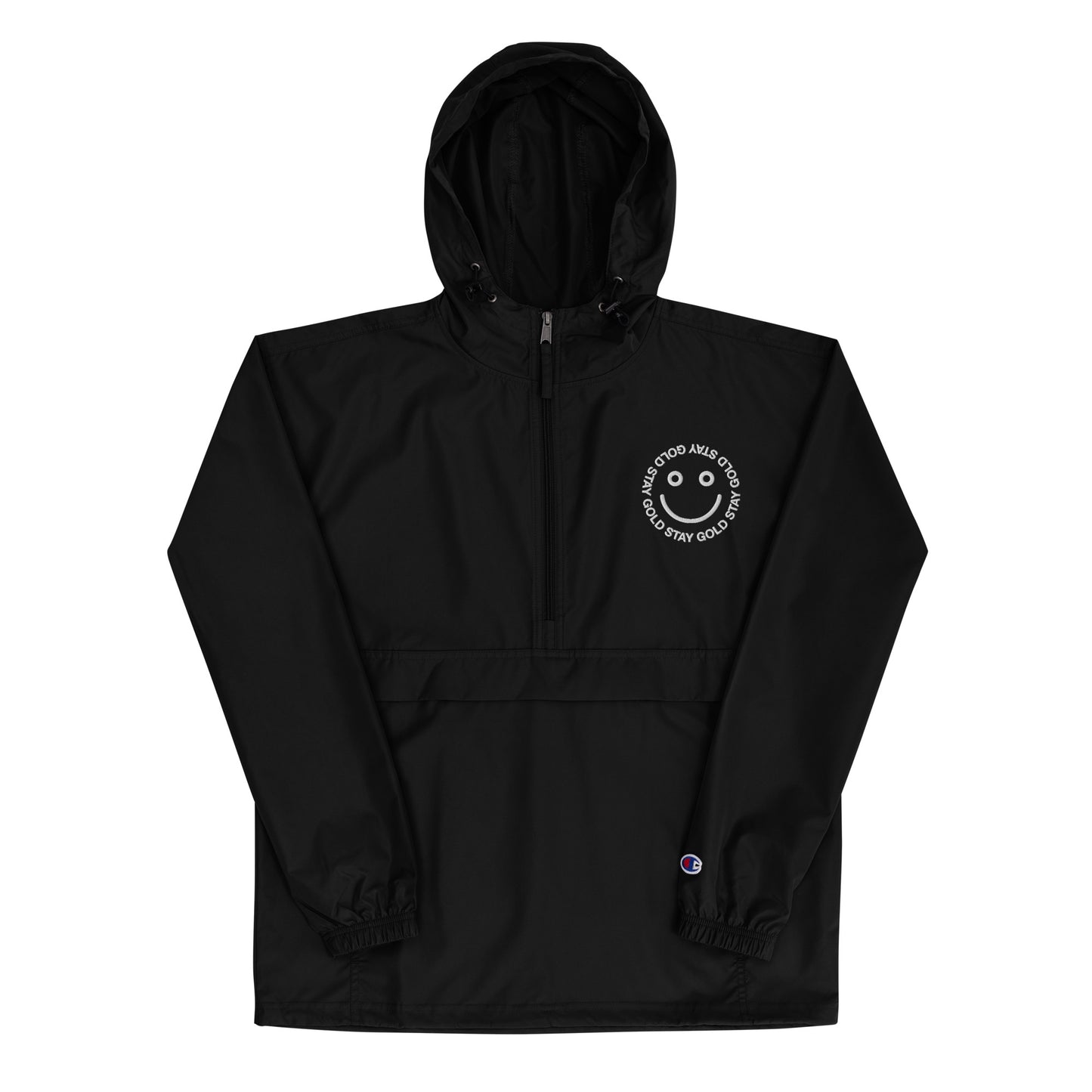 Stay Gold Smile Face Embroidered Champion Packable Jacket