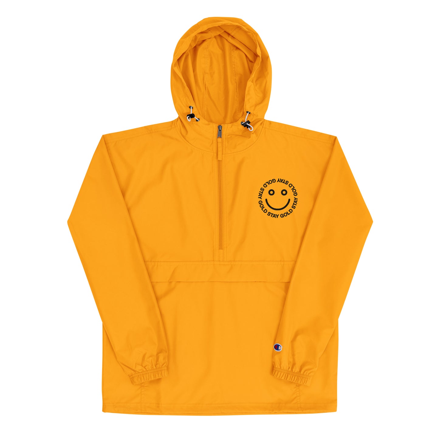 Stay Gold Smile Face Embroidered Champion Packable Jacket