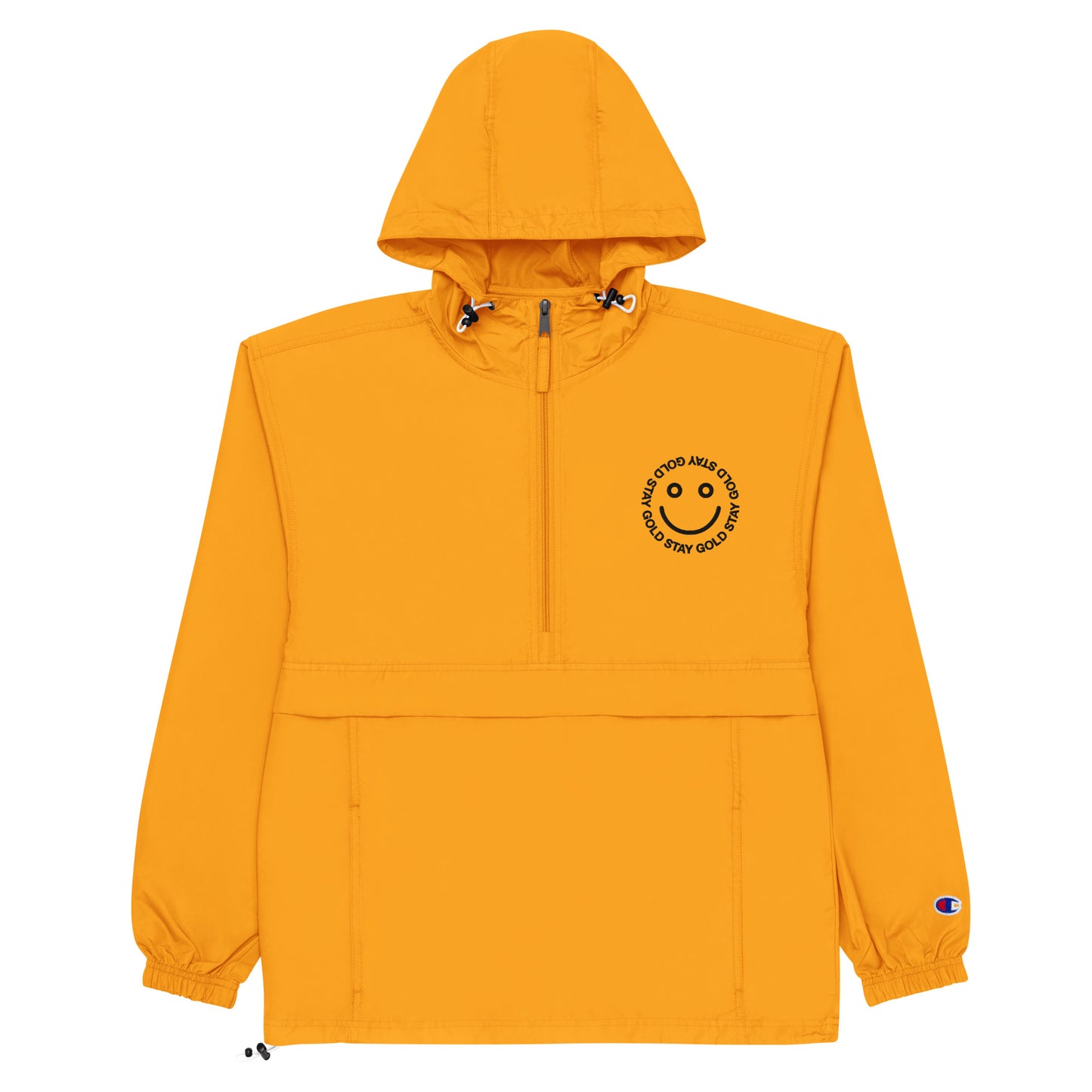 Stay Gold Smile Face Embroidered Champion Packable Jacket