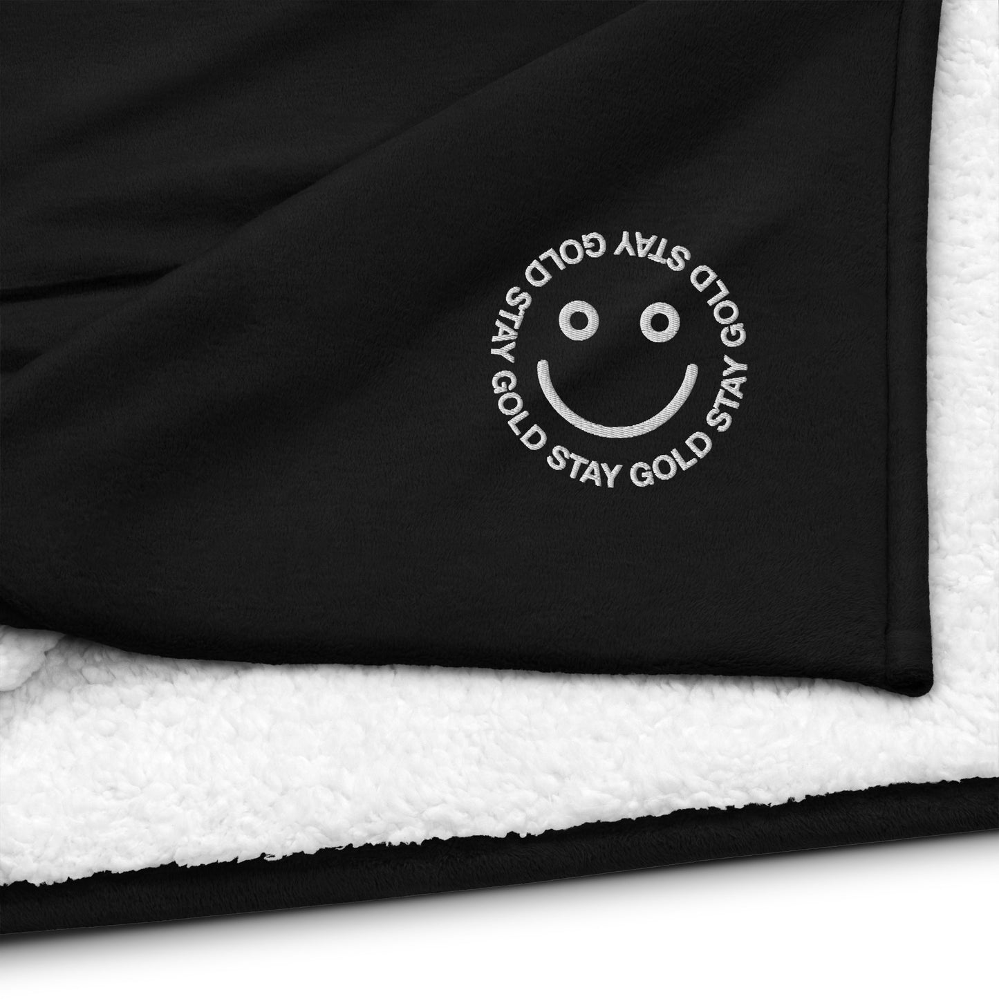 Stay Gold Smile Face Premium sherpa blanket