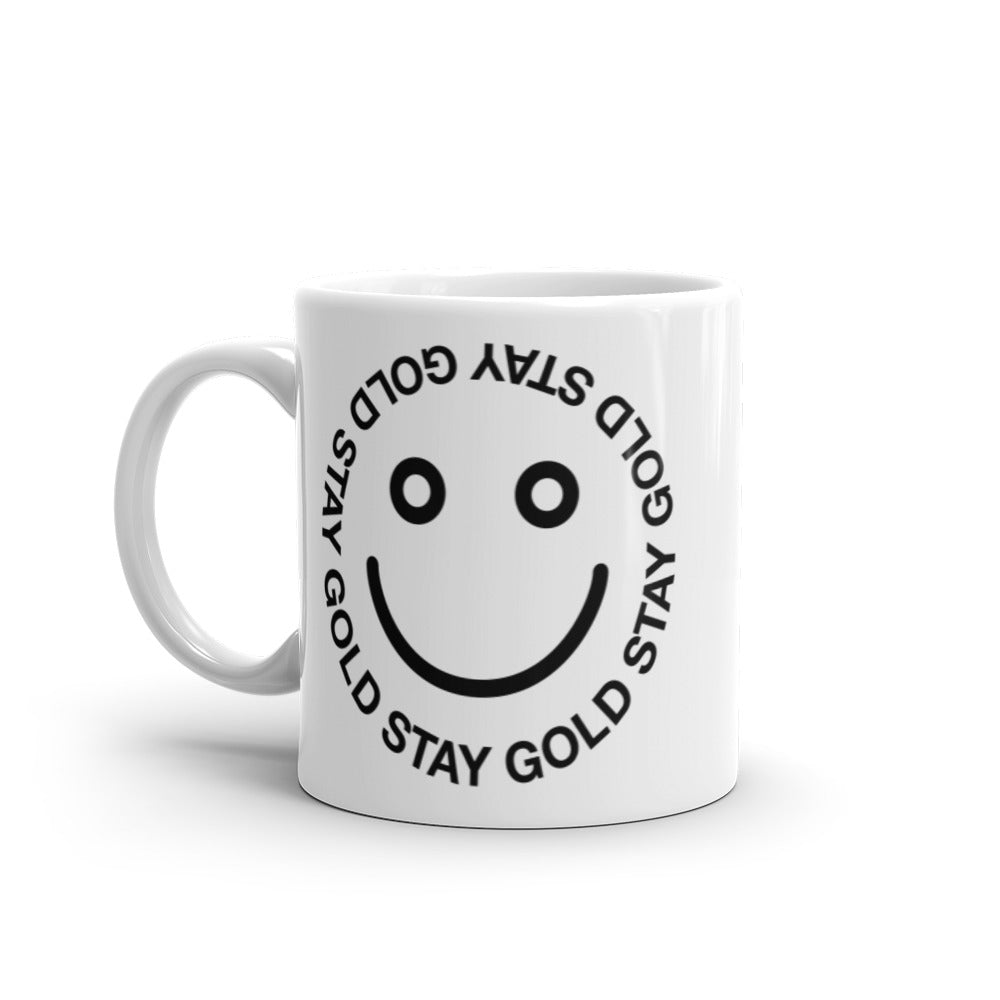 Stay Gold Dual Logo White glossy mug